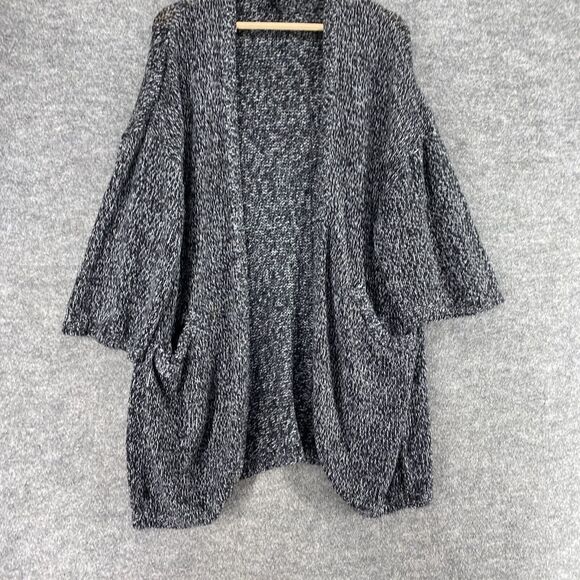 H&M Cardigan Women 10 Gray Knit Open Front Long Sleeve Pockets Acrylic Casual - Picture 4 of 9